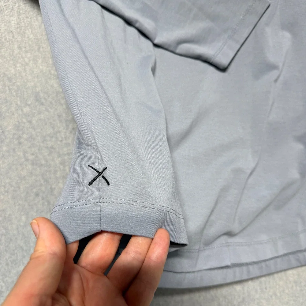 Cuts Clothing Mens Long Sleeve‎ Henley Gray Pyca Pro Curve Hem Shirt
